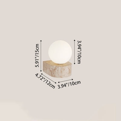Traditional Japanese Round Globe Yellow Travertine Glass 1-Light Wall Sconce Lamp For Living Room