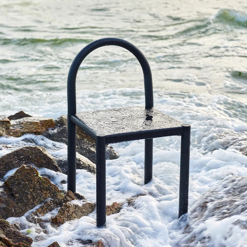 Chaise de salle à manger contemporaine nordique en cuir et acier au carbone, dossier demi-rond, pour salle à manger 