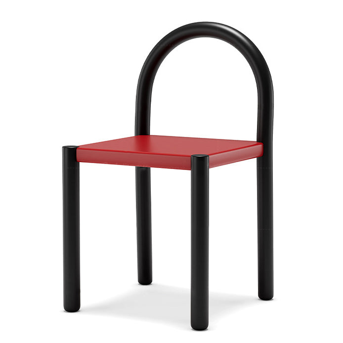 Contemporary Nordic Square Leather Carbon Steel Dining Chair Half Round Backrest For Dining Room
