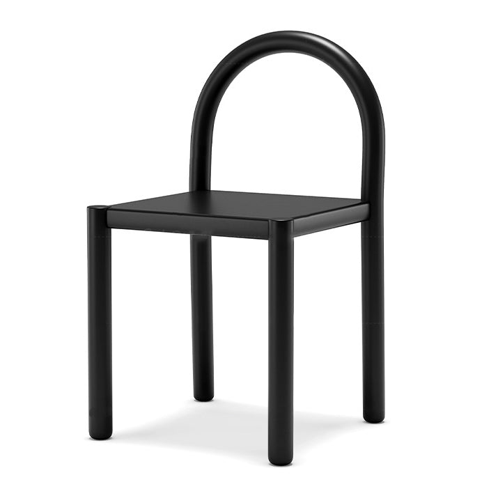 Chaise de salle à manger contemporaine nordique en cuir et acier au carbone, dossier demi-rond, pour salle à manger 