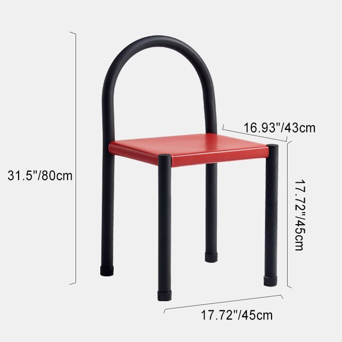 Contemporary Nordic Square Leather Carbon Steel Dining Chair Half Round Backrest For Dining Room