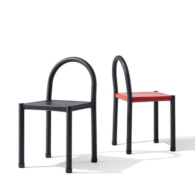 Contemporary Nordic Square Leather Carbon Steel Dining Chair Half Round Backrest For Dining Room