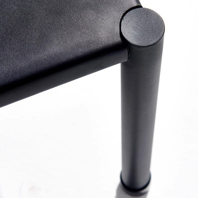 Contemporary Nordic Square Leather Carbon Steel Dining Chair Half Round Backrest For Dining Room