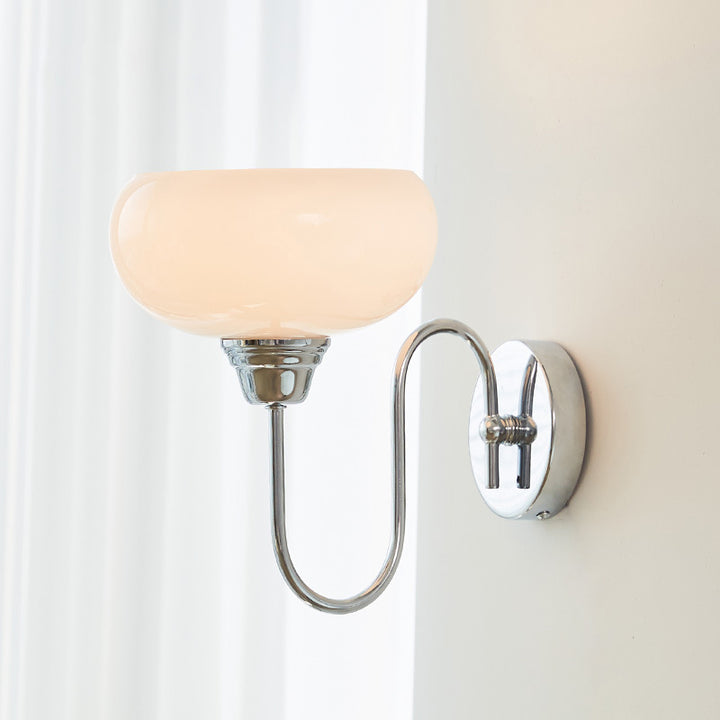 Lámpara de pared con aplique de 1 luz de cristal de hierro ovalado con poste curvado francés tradicional para sala de estar 