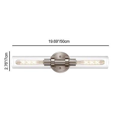 Moderner minimalistischer Zylinder Glas Eisen Schirm 2-Licht Waschtischlampe Wandleuchte für Badezimmer 