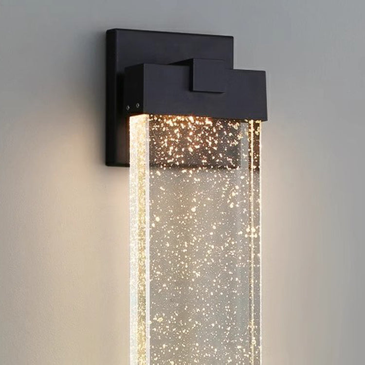 Applique Murale LED Rectangulaire en Aluminium Étanche Minimaliste Moderne avec Cristal à Bulles pour Patio Extérieur 