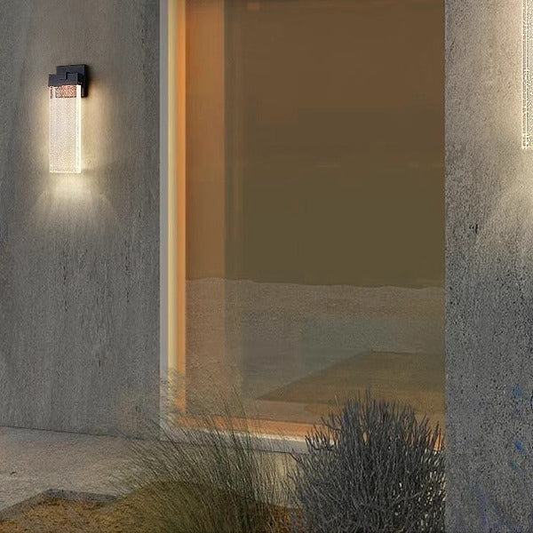 Applique Murale LED Rectangulaire en Aluminium Étanche Minimaliste Moderne avec Cristal à Bulles pour Patio Extérieur 