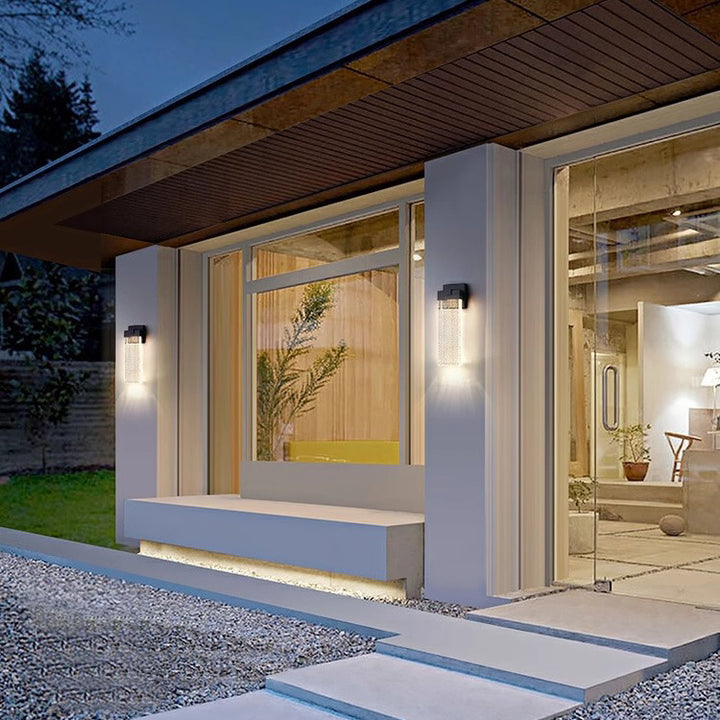 Moderne minimalistische wasserdichte rechteckige Aluminium-Bubble-Kristall-LED-Wandleuchte für die Terrasse im Freien 