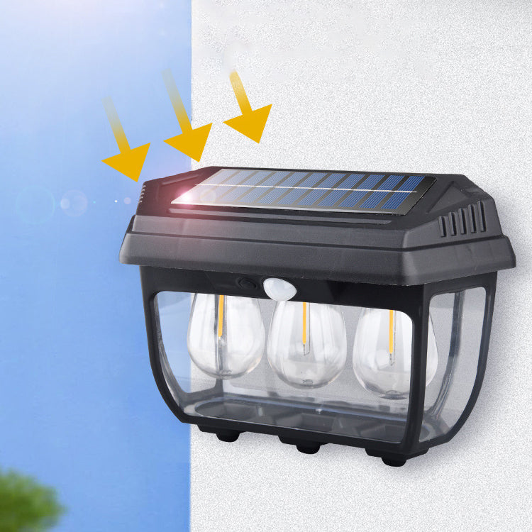 Applique Murale LED Moderne Minimaliste Solaire Étanche Rectangulaire en Verre et Fer pour Patio Extérieur 
