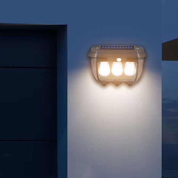 Applique Murale LED Moderne Minimaliste Solaire Étanche Rectangulaire en Verre et Fer pour Patio Extérieur 