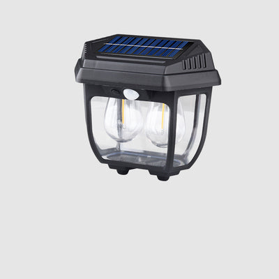 Applique Murale LED Moderne Minimaliste Solaire Étanche Rectangulaire en Verre et Fer pour Patio Extérieur 