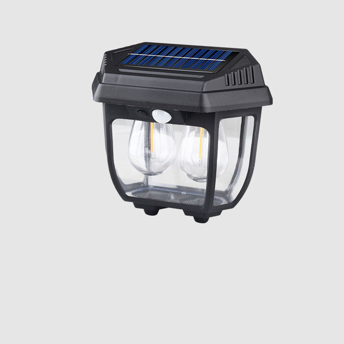 Applique Murale LED Moderne Minimaliste Solaire Étanche Rectangulaire en Verre et Fer pour Patio Extérieur 