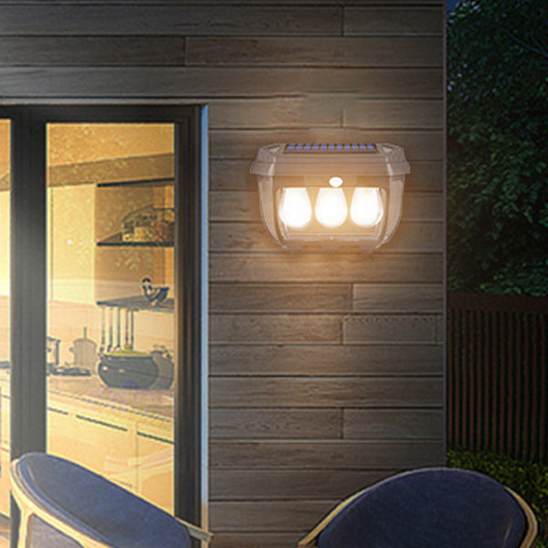 Applique Murale LED Moderne Minimaliste Solaire Étanche Rectangulaire en Verre et Fer pour Patio Extérieur 