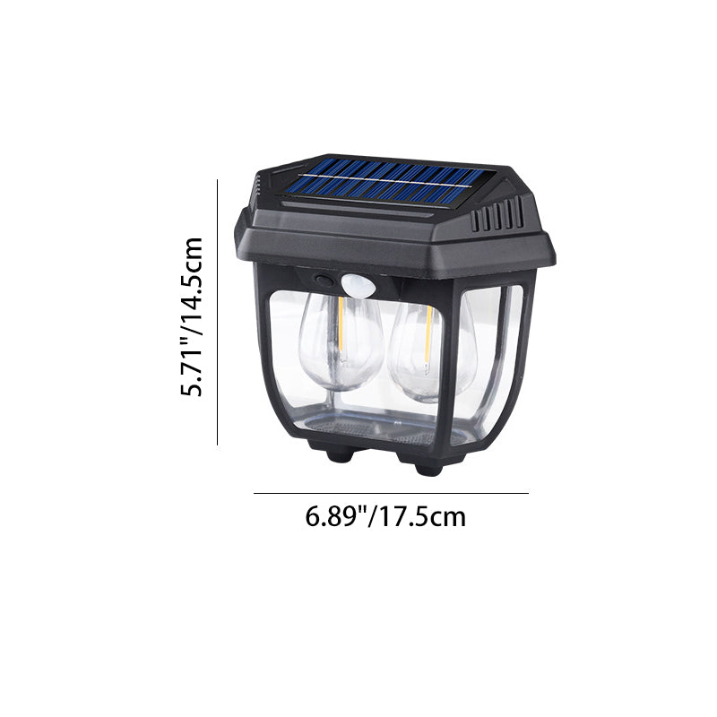Applique Murale LED Moderne Minimaliste Solaire Étanche Rectangulaire en Verre et Fer pour Patio Extérieur 