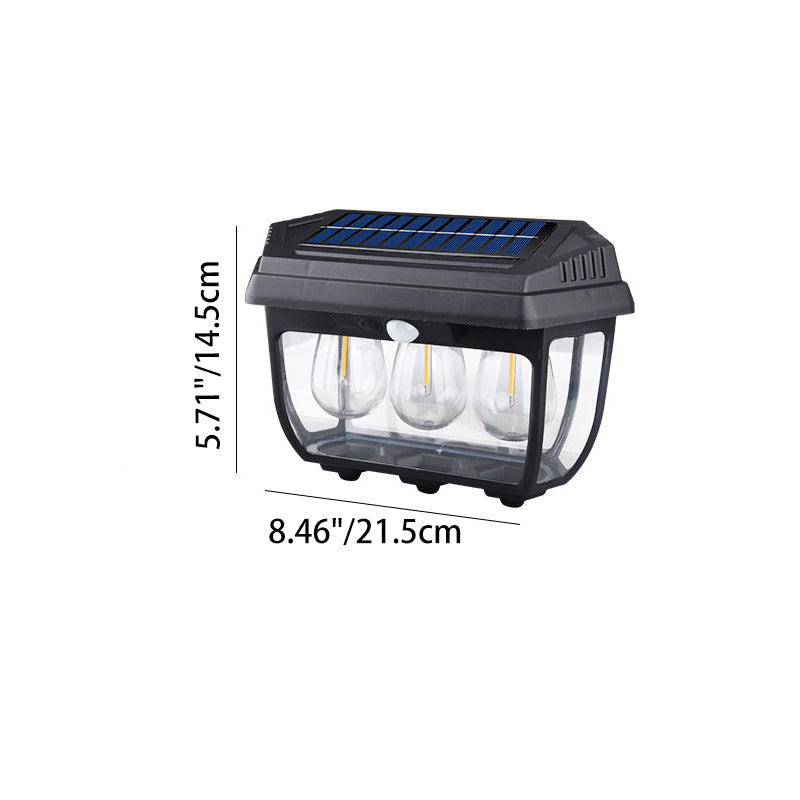 Applique Murale LED Moderne Minimaliste Solaire Étanche Rectangulaire en Verre et Fer pour Patio Extérieur 