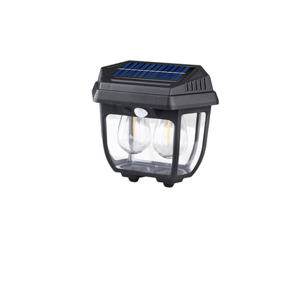 Applique Murale LED Moderne Minimaliste Solaire Étanche Rectangulaire en Verre et Fer pour Patio Extérieur 