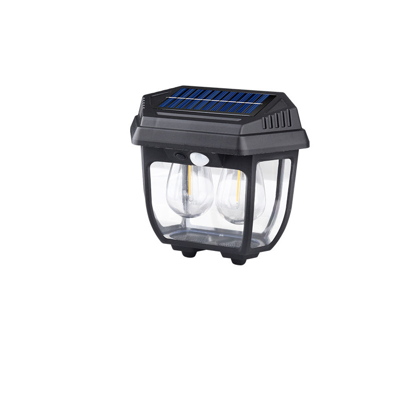 Applique Murale LED Moderne Minimaliste Solaire Étanche Rectangulaire en Verre et Fer pour Patio Extérieur 
