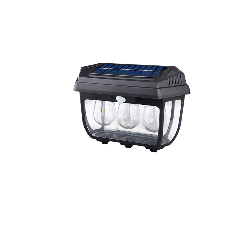 Applique Murale LED Moderne Minimaliste Solaire Étanche Rectangulaire en Verre et Fer pour Patio Extérieur 