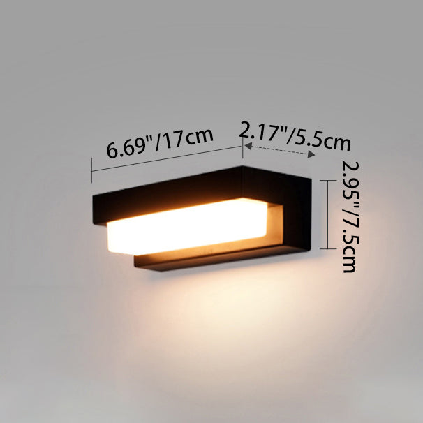 Applique murale LED rectangulaire en ABS acrylique solaire étanche minimaliste moderne pour patio extérieur 