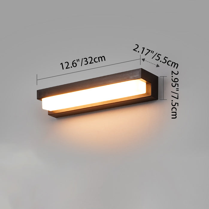 Applique murale LED rectangulaire en ABS acrylique solaire étanche minimaliste moderne pour patio extérieur 
