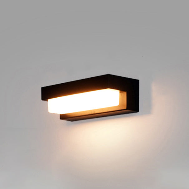 Moderne minimalistische solarbetriebene wasserdichte rechteckige ABS-Acryl-LED-Wandleuchte für den Außenbereich 