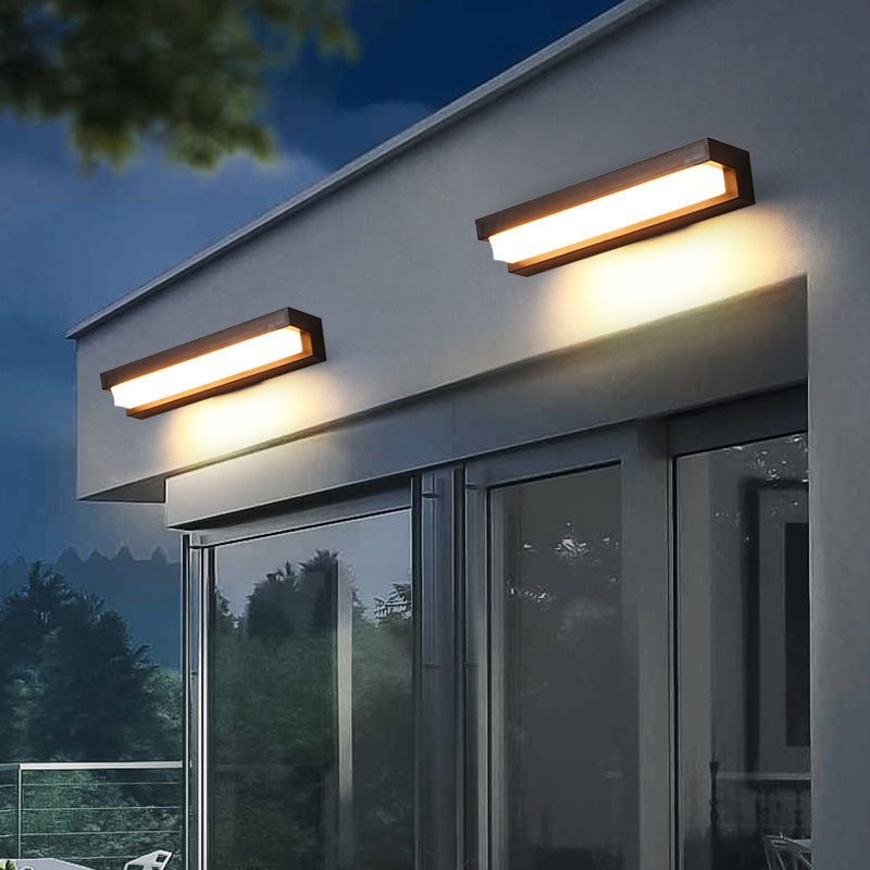 Applique murale LED rectangulaire en ABS acrylique solaire étanche minimaliste moderne pour patio extérieur 