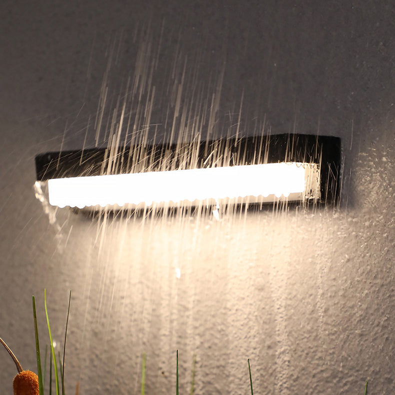 Applique Murale LED Rectangulaire ABS avec Capteur Solaire Étanche Minimaliste Moderne pour Patio Extérieur 