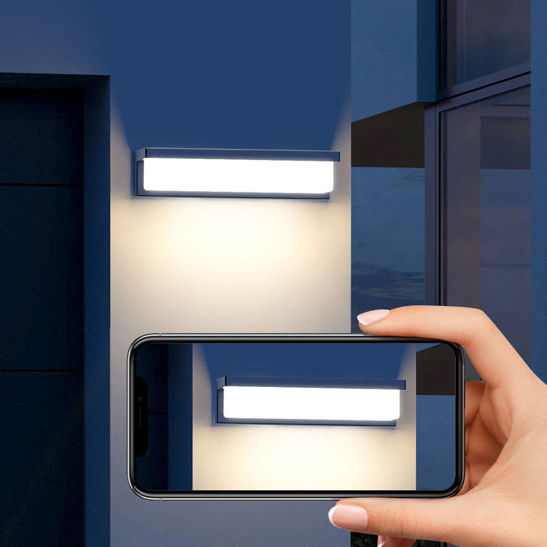 Applique Murale LED Rectangulaire ABS avec Capteur Solaire Étanche Minimaliste Moderne pour Patio Extérieur 