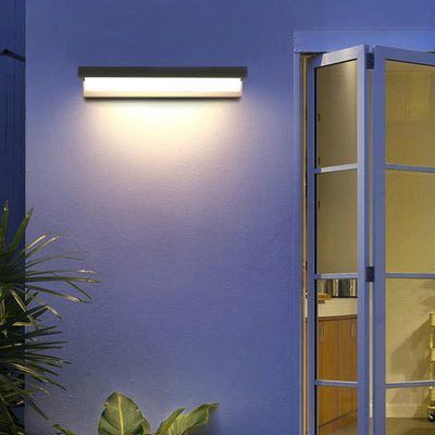 Applique Murale LED Rectangulaire ABS avec Capteur Solaire Étanche Minimaliste Moderne pour Patio Extérieur 