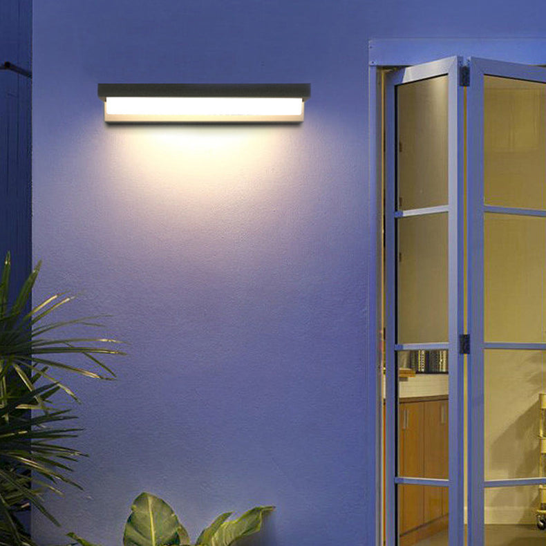 Applique Murale LED Rectangulaire ABS avec Capteur Solaire Étanche Minimaliste Moderne pour Patio Extérieur 