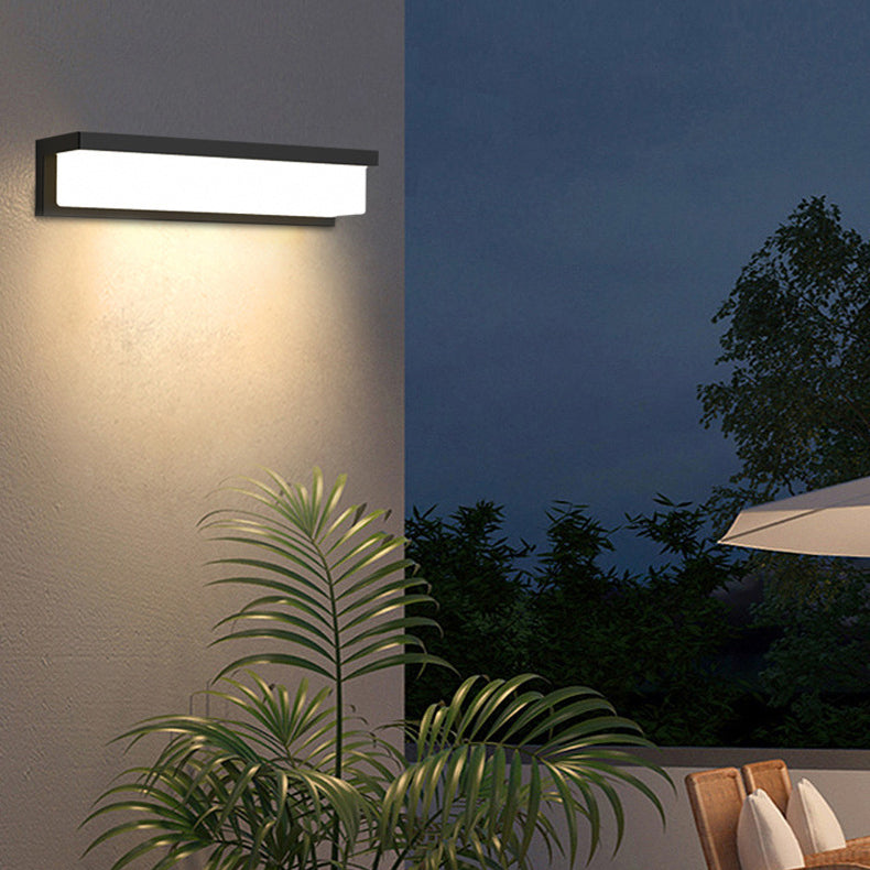 Applique Murale LED Rectangulaire ABS avec Capteur Solaire Étanche Minimaliste Moderne pour Patio Extérieur 