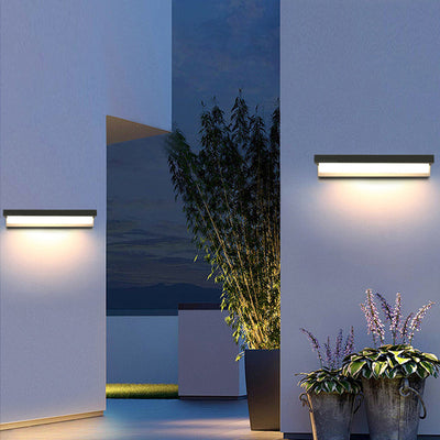 Applique Murale LED Rectangulaire ABS avec Capteur Solaire Étanche Minimaliste Moderne pour Patio Extérieur 
