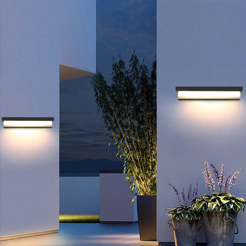 Applique Murale LED Rectangulaire ABS avec Capteur Solaire Étanche Minimaliste Moderne pour Patio Extérieur 