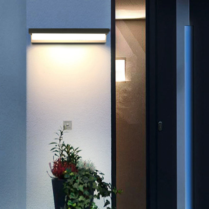 Applique Murale LED Rectangulaire ABS avec Capteur Solaire Étanche Minimaliste Moderne pour Patio Extérieur 
