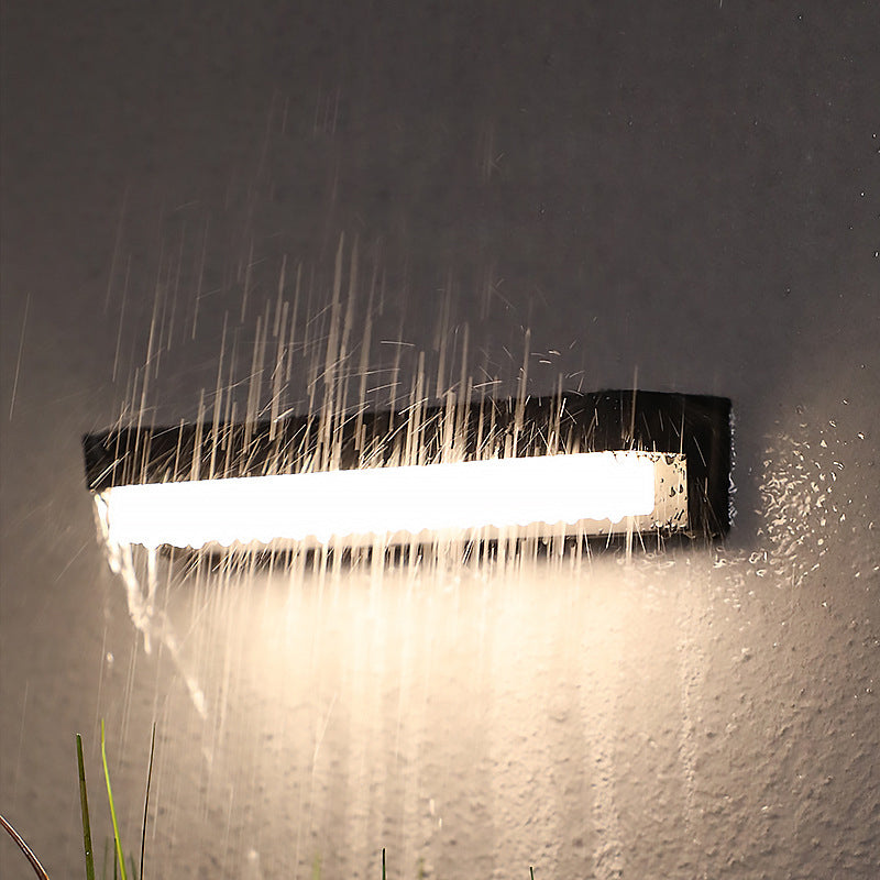 Applique Murale LED Rectangulaire ABS avec Capteur Solaire Étanche Minimaliste Moderne pour Patio Extérieur 