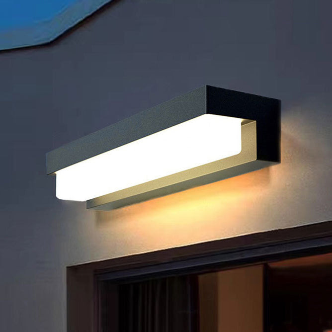 Applique Murale LED Rectangulaire ABS avec Capteur Solaire Étanche Minimaliste Moderne pour Patio Extérieur 