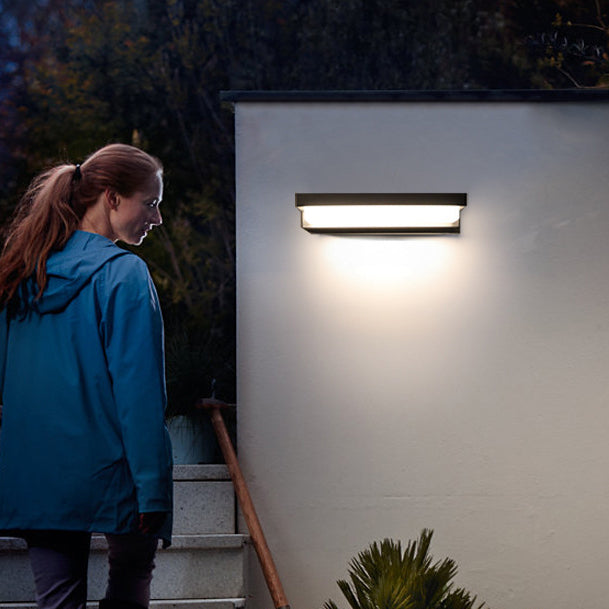 Applique Murale LED Rectangulaire ABS avec Capteur Solaire Étanche Minimaliste Moderne pour Patio Extérieur 