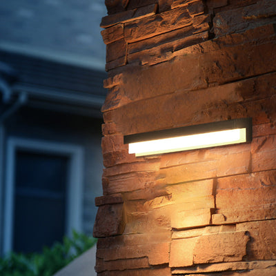 Applique Murale LED Rectangulaire ABS avec Capteur Solaire Étanche Minimaliste Moderne pour Patio Extérieur 