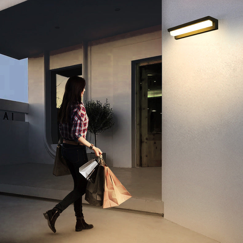 Applique Murale LED Rectangulaire ABS avec Capteur Solaire Étanche Minimaliste Moderne pour Patio Extérieur 