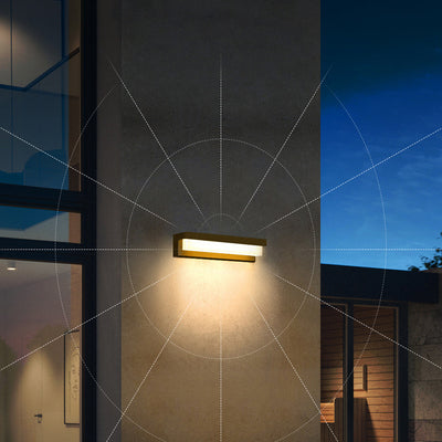 Applique Murale LED Rectangulaire ABS avec Capteur Solaire Étanche Minimaliste Moderne pour Patio Extérieur 