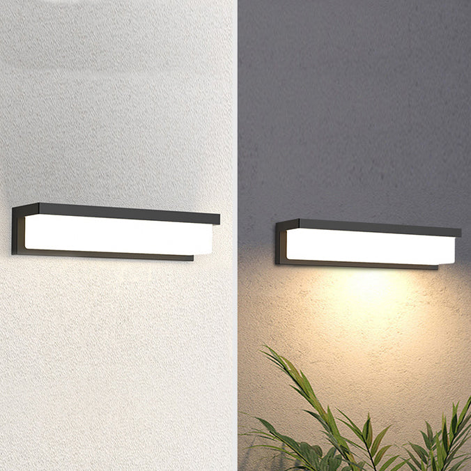 Applique Murale LED Rectangulaire ABS avec Capteur Solaire Étanche Minimaliste Moderne pour Patio Extérieur 