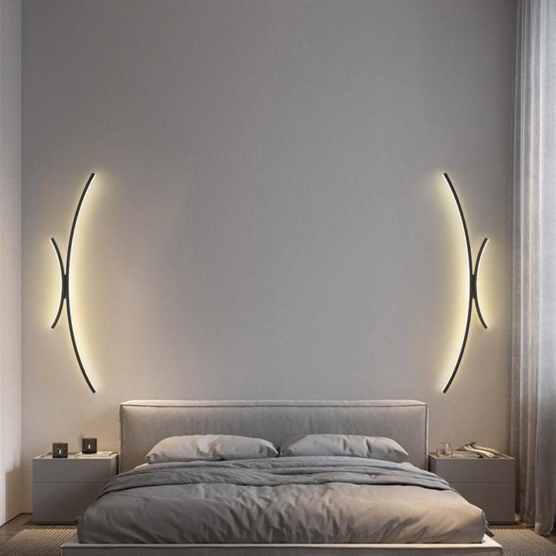 Moderne minimalistische Linie Aluminium Silikon LED Wandleuchte für das Schlafzimmer 
