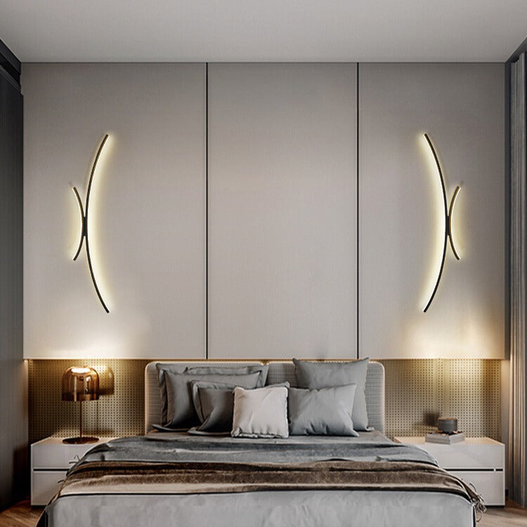 Moderne minimalistische Linie Aluminium Silikon LED Wandleuchte für das Schlafzimmer 