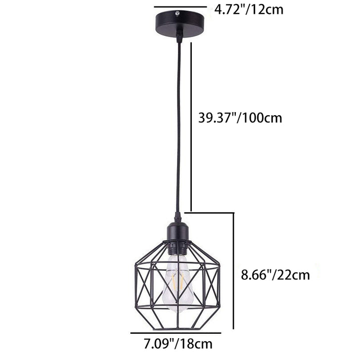 Zeitgenössische industrielle runde geometrische Eisenkäfig 1-Licht Pendelleuchte für Wohnzimmer 