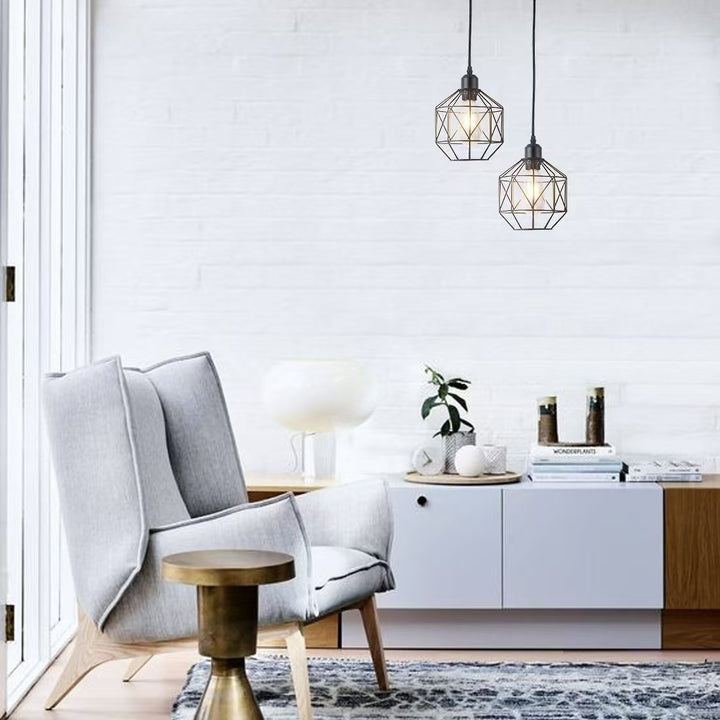 Zeitgenössische industrielle runde geometrische Eisenkäfig 1-Licht Pendelleuchte für Wohnzimmer 