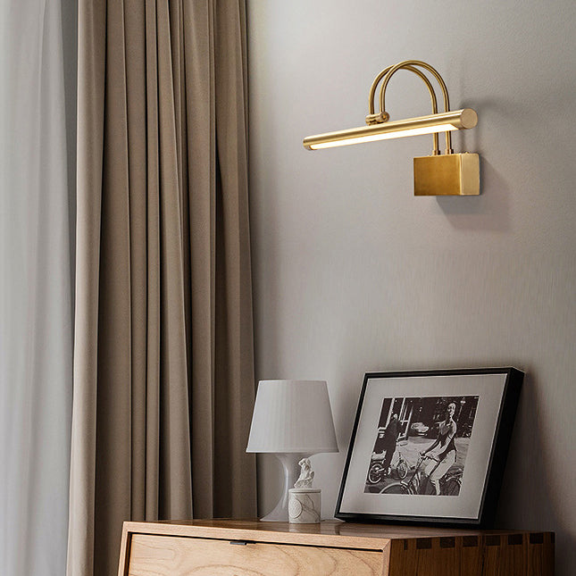 Moderne Luxus Gebogene Stange Zylinder Alle Messing LED Schminklicht Wandleuchte Lampe Für Badezimmer 