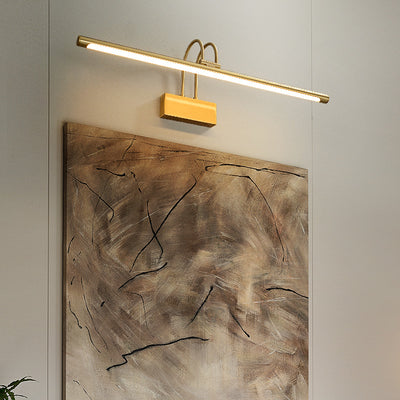 Lámpara de aplique de pared LED de lujo moderno con poste curvado y cilindro de latón para baño 