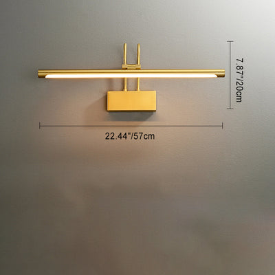 Lámpara de aplique de pared LED de lujo moderno con poste curvado y cilindro de latón para baño 