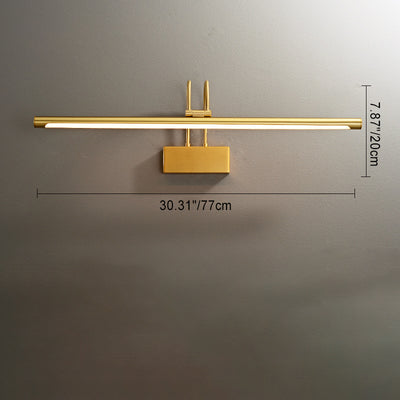 Lámpara de aplique de pared LED de lujo moderno con poste curvado y cilindro de latón para baño 