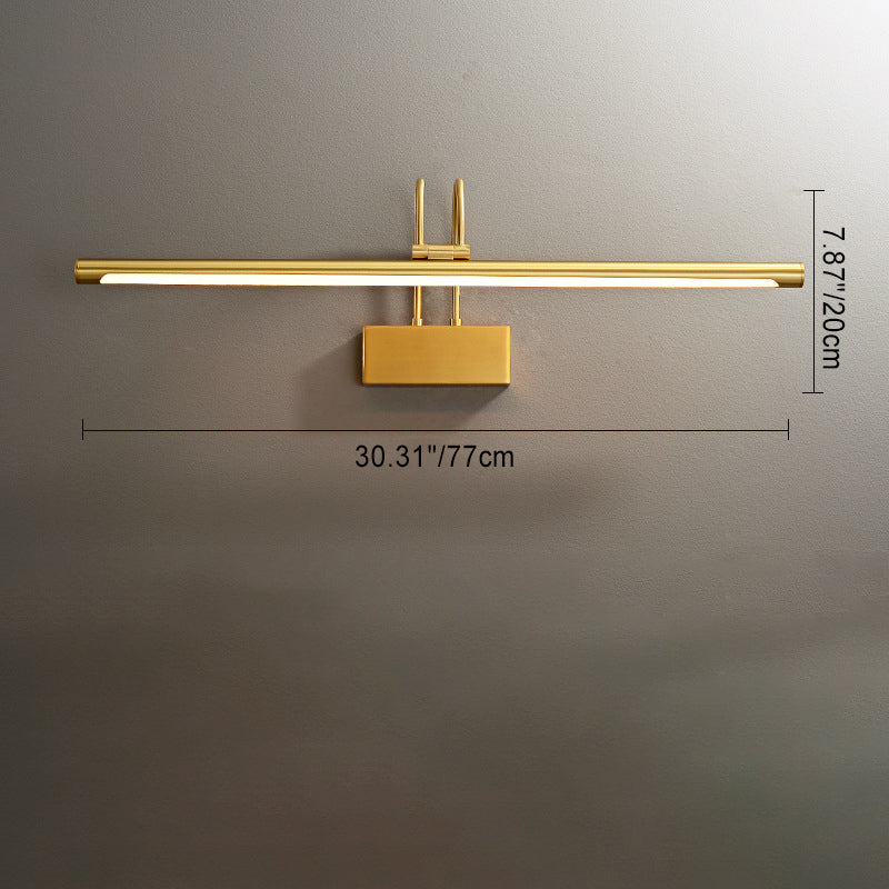 Lámpara de aplique de pared LED de lujo moderno con poste curvado y cilindro de latón para baño 